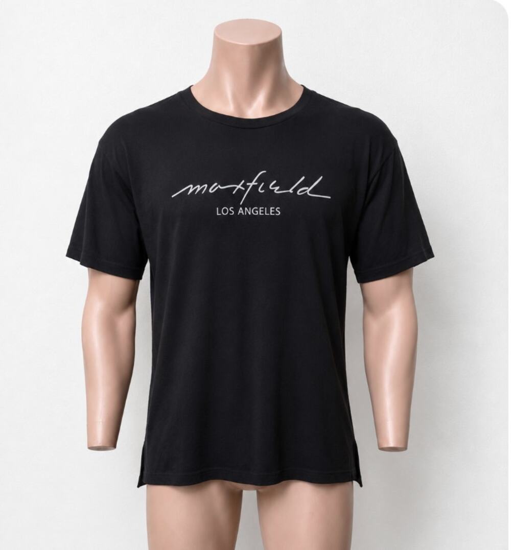 Maxfield Black Round Neck Short Sleeve Tee White Maxfield Los Angeles Logo M